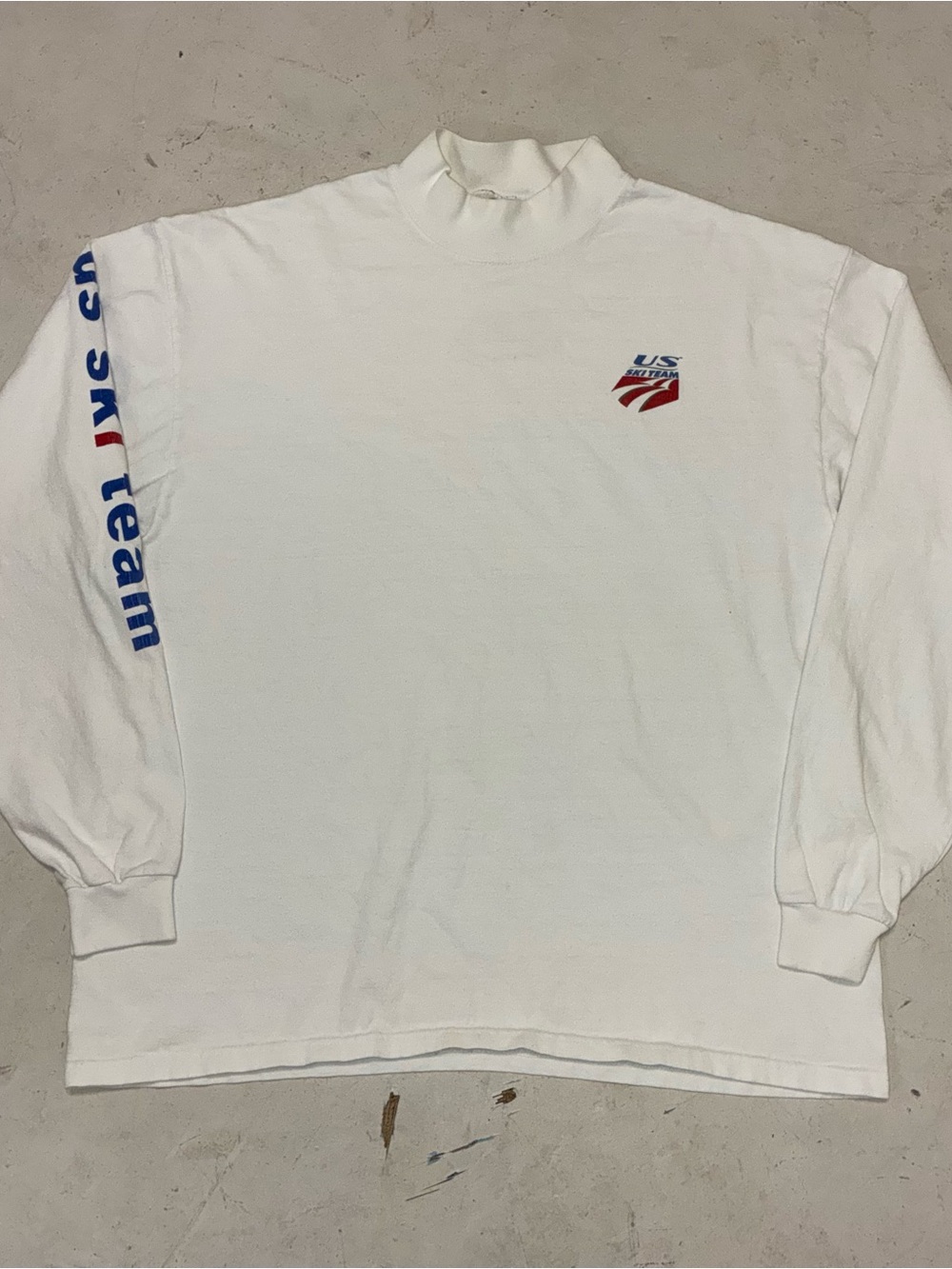 Vintage 2002 US Ski Team Anvil White Long-Sleeve Mock Neck Shirt Men's XL